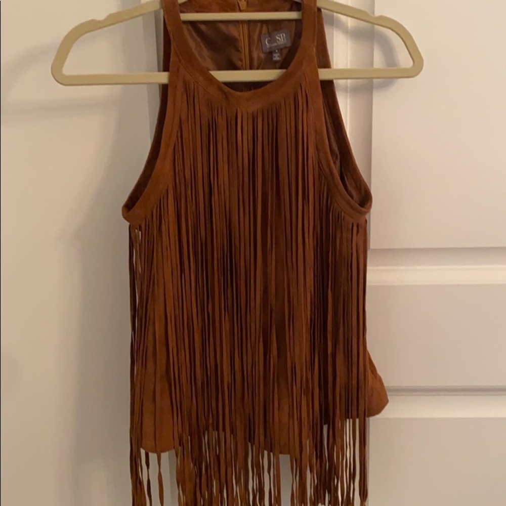 Neiman Marcus suede fringe shirt- NEVER WORN